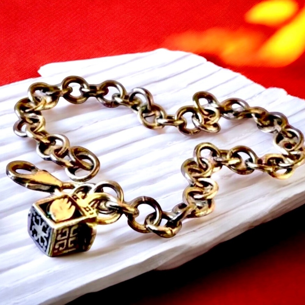 Sterling Silver Chain Religious Bracelet with Tiny Prayer Box Charm Open & Close